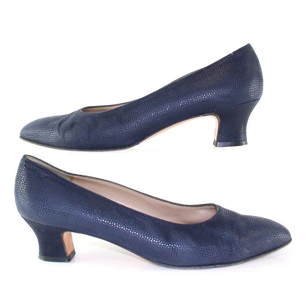 Salvatore Ferragamo Navy Leather Flats Womens (US 8.5/EU 39)